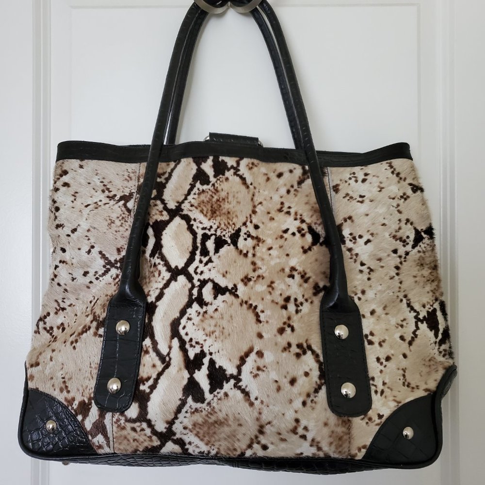 Italian animal print leather / pony hair handbag